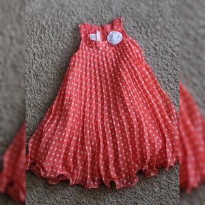 Coral double layer polka dot dress